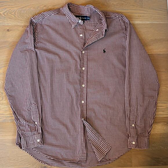 VTG Y2K Ralph Lauren Classic Fit Button Down Shirt Gingham Pony Logo Mens XL - Picture 2 of 7